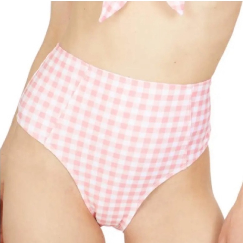 Southern Tide Swim Bottom Conch Shell Gingham High Rise Bikini Bottom Sz L NWT